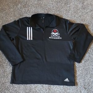adidas Black Quarter‑Zip Pullover with White Stripe Detail